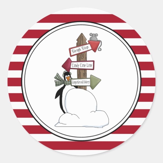 Country Pinguin Holiday Umschlag Aufkleber Sticker (Vorderseite)