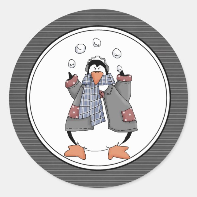 Country Pinguin Holiday Umschlag Aufkleber Sticker (Vorderseite)