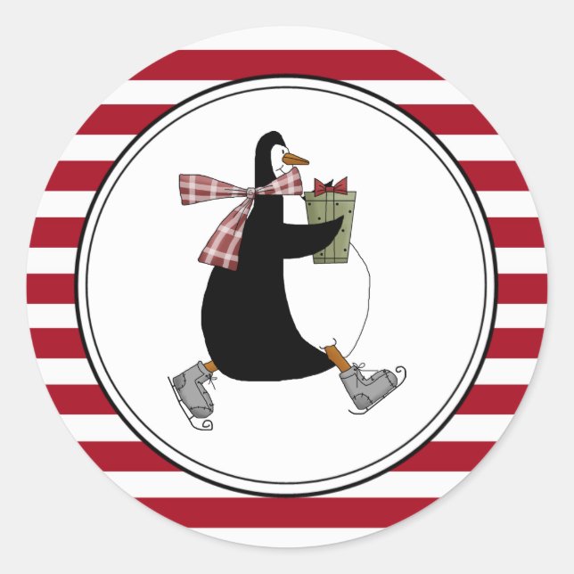Country Pinguin Holiday Umschlag Aufkleber Sticker (Vorderseite)