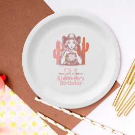 Country Pink Cowgirl Disco 21st Birthday Party Pappteller