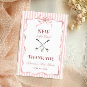 Country Pink Girl Neu im Club Golf Baby Shower Dankeskarte
