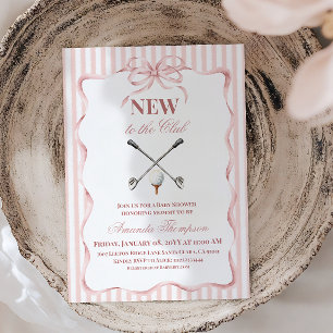 Country Pink Girl Neu im Club Golf Baby Shower Einladung