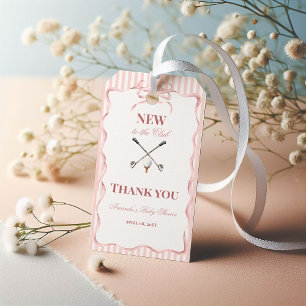 Country Pink Girl Neu im Club Golf Baby Shower Geschenkanhänger