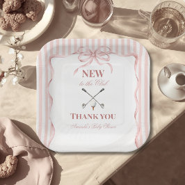 Country Pink Girl New to the Club Golf Baby Shower Pappteller
