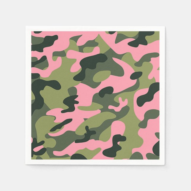 Country Pink Green Army Camouflage Camouflage Birt Serviette (Vorderseite)