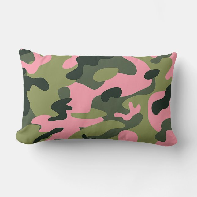 Country Pink Green Army Camouflage Camouflage Must Lendenkissen (Vorderseite)