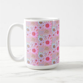 Country Pink & White Daisy Mustermalerei Kaffeetasse