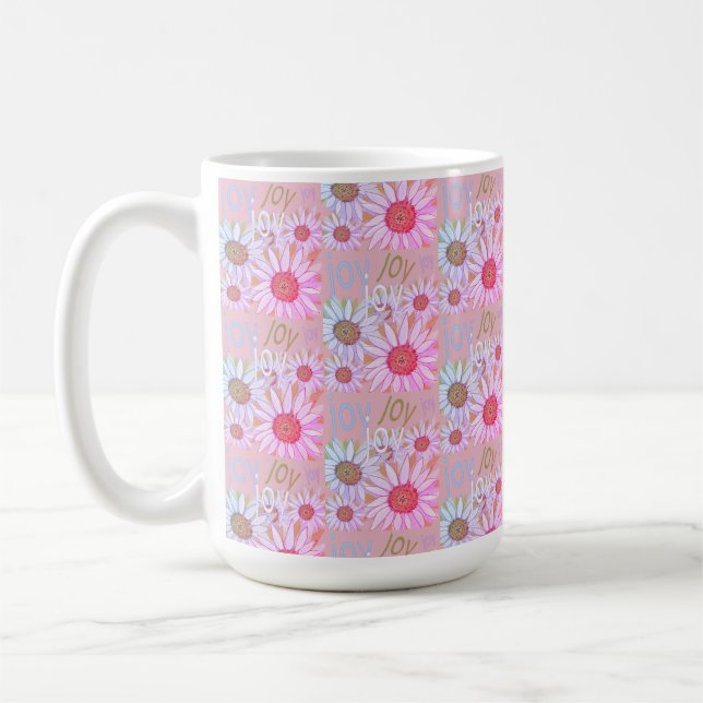 Country Pink & White Daisy Mustermalerei Kaffeetasse (Links)