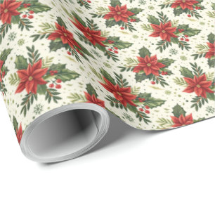 Country Poinsettia Weihnachtsgeschenk Wrapper Geschenkpapier