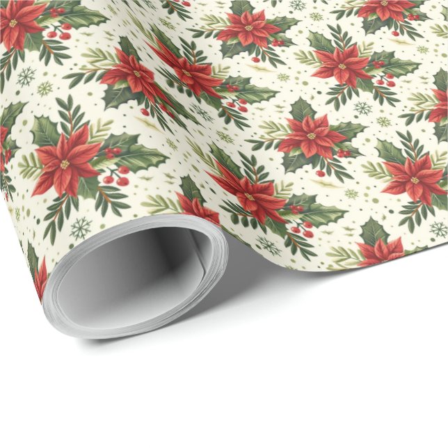 Country Poinsettia Weihnachtsgeschenk Wrapper Geschenkpapier (Rolleneckpunkt)