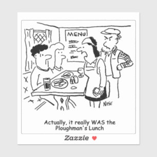 Country Pub Plowman's Lunch Cartoon. Aufkleber