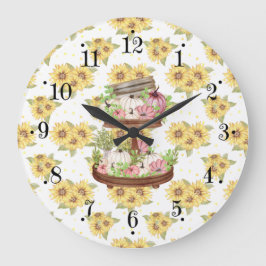 Country Pumpkin And Sunflowers Wall Clock Große Wanduhr