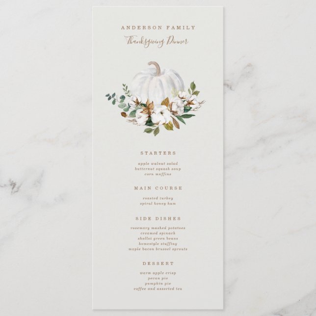 Country Pumpkin Erntedank Dinner Menü Menükarte (Vorderseite)