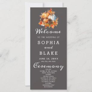Country Pumpkins Fall Gray Wedding Program
