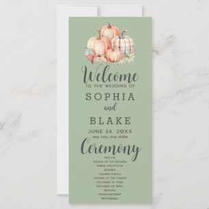 Country Pumpkins Kariert Fall Green Wedding Progra