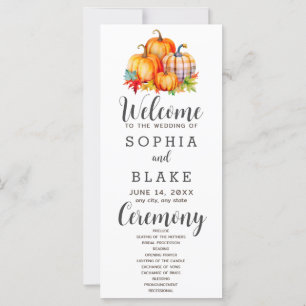 Country Pumpkins Kariert Fall White Wedding Progra