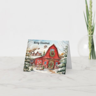 Country Red Barn Weihnachtskarte Dankeskarte