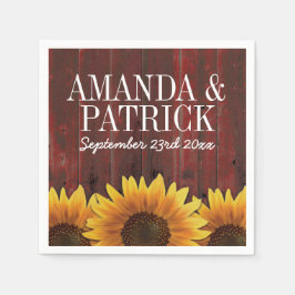 Country Red Barn Wood + Rustic Sunflower Wedding Serviette