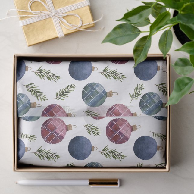 Country Red Blue Ornaments Christmas Seidenpapier (Geschenk)