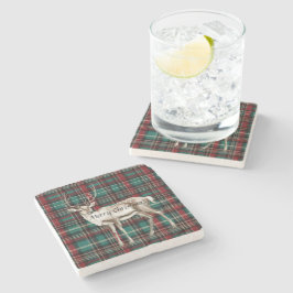 Country Red Green Kariert Christmas Deer Steinuntersetzer