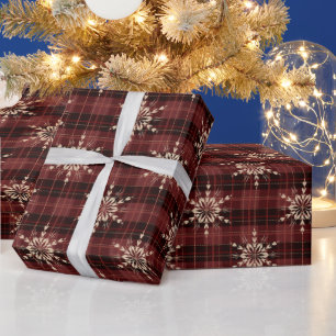 Country Red Kariert Snowflakes Weihnachten Geschenkpapier