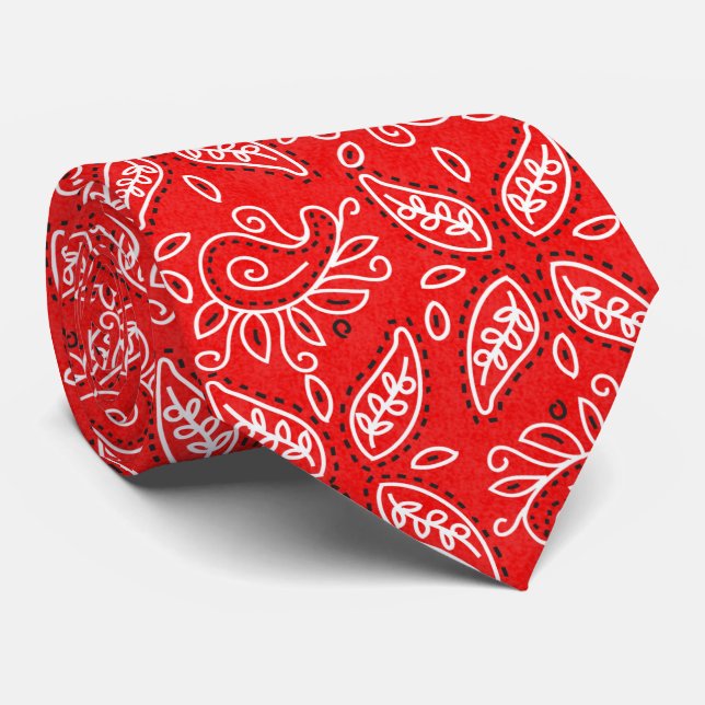 Country Red Paisley Muster Krawatte (Gerollt)
