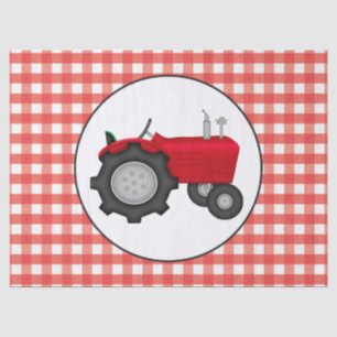 Country Red Traktor Party Gingham Stil Gewebe Seidenpapier