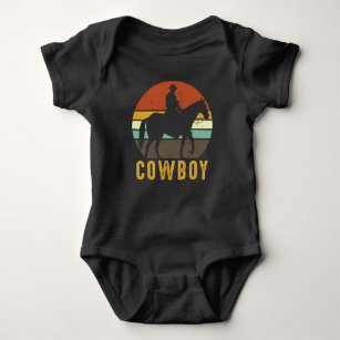 Country Retro Cowboy Western Reiter Baby Strampler