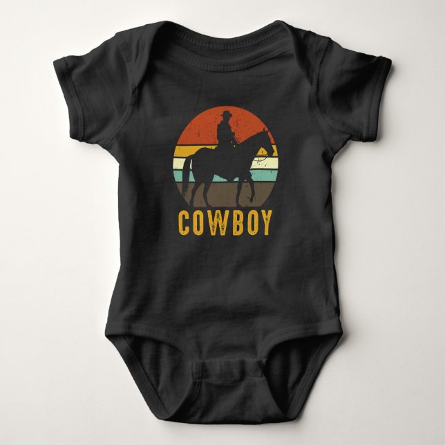 Country Retro Cowboy Western Reiter Baby Strampler (Vorderseite)