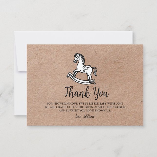 Country Rocking Horse Baby Shower Thank You Card  Dankeskarte (Vorderseite)