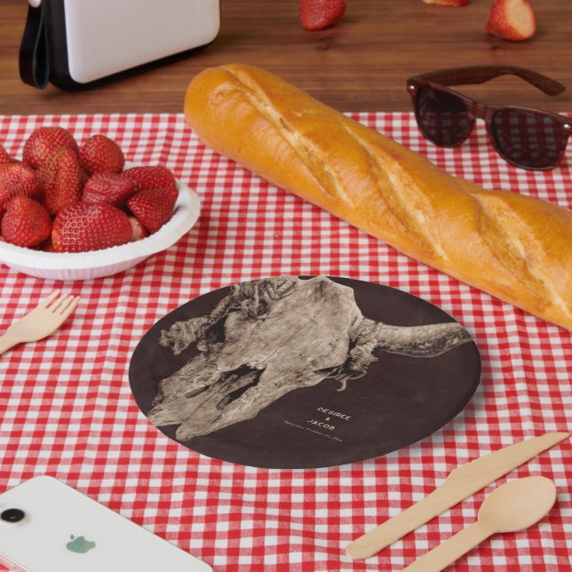 Country Rodeo Western Brown Bull Skull Pappteller (Picknick)