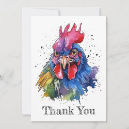 Country Rooster Chicken Watercolor Stil Dankeskarte