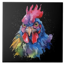 Country Rooster Chicken Watercolor Stil Fliese