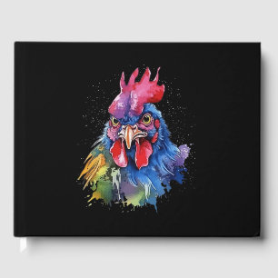 Country Rooster Chicken Watercolor Stil Gästebuch