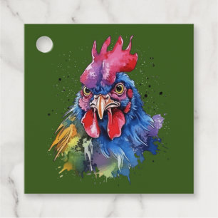 Country Rooster Chicken Watercolor Stil Geschenkanhänger