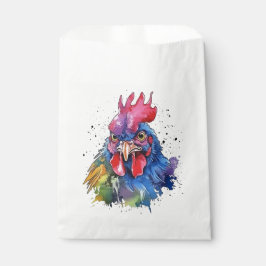 Country Rooster Chicken Watercolor Stil Geschenktütchen