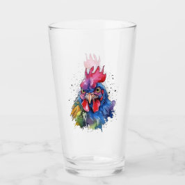 Country Rooster Chicken Watercolor Stil Glas