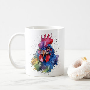 Country Rooster Chicken Watercolor Stil Kaffeetasse