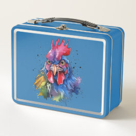 Country Rooster Chicken Watercolor Stil Metall Brotdose