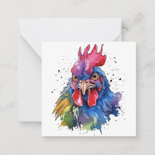 Country Rooster Chicken Watercolor Stil Mitteilungskarte