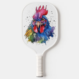 Country Rooster Chicken Watercolor Stil Pickleball Schläger