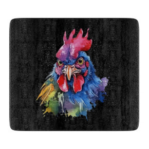 Country Rooster Chicken Watercolor Stil Schneidebrett