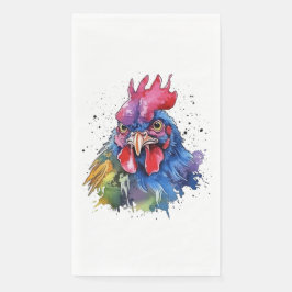 Country Rooster Chicken Watercolor Stil Serviette