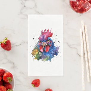 Country Rooster Chicken Watercolor Stil Serviette