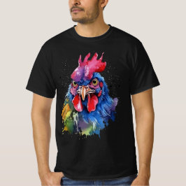 Country Rooster Chicken Watercolor Stil T-Shirt