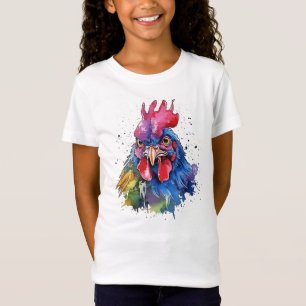 Country Rooster Chicken Watercolor Stil T-Shirt