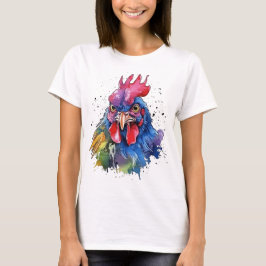 Country Rooster Chicken Watercolor Stil T-Shirt