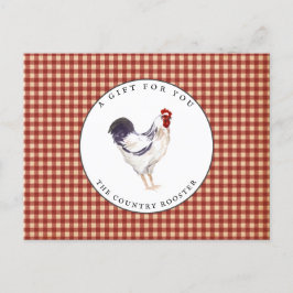 Country Rooster Farmhouse Geschenkgutschein Postkarte