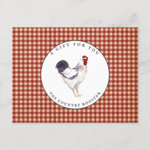 Country Rooster Farmhouse Geschenkgutschein Postkarte