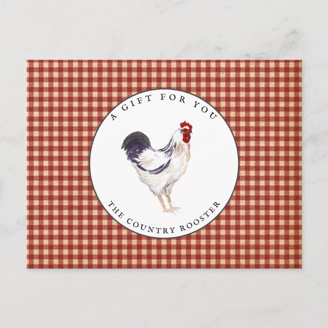 Country Rooster Farmhouse Geschenkgutschein Postkarte (Vorderseite)